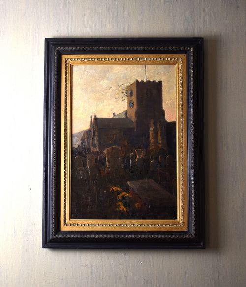 st marys church scarborough oil painting by frederick dade - CATEGORY: ANTIQUE ART - DATED 1890