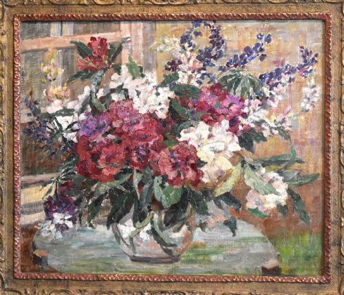 STILL LIFE OIL OF FLOWERS BY ADELE MARTIN - ADDITIONAL PHOTO 2