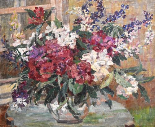 STILL LIFE OIL OF FLOWERS BY ADELE MARTIN - ADDITIONAL PHOTO 3