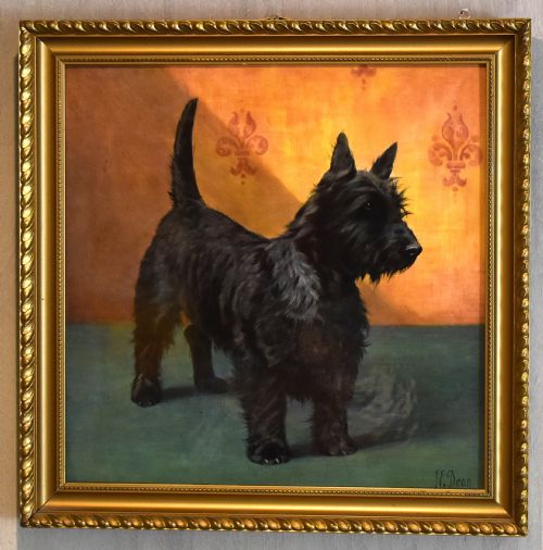 MINTON PORCELAIN PLAQUE OF A SCOTTISH TERRIER BY JAMES EDWIN DEAN - ADDITIONAL PHOTO 1