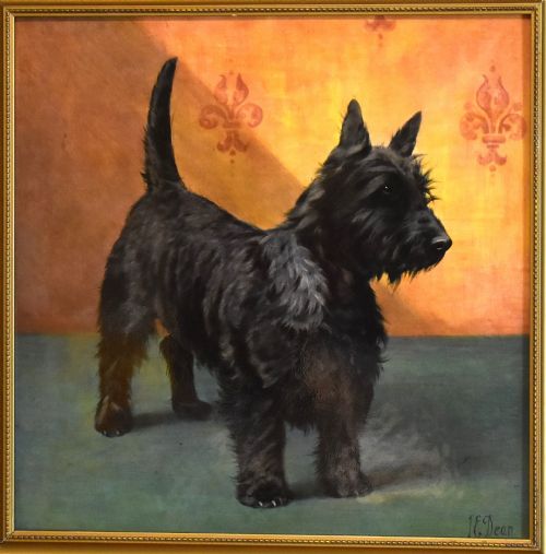 MINTON PORCELAIN PLAQUE OF A SCOTTISH TERRIER BY JAMES EDWIN DEAN - ADDITIONAL PHOTO 2