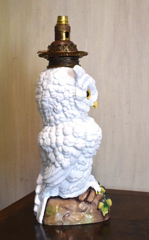 large ernst bohne porcelain owl lamp base - CATEGORY: ANTIQUE LIGHTING - DATED 1880