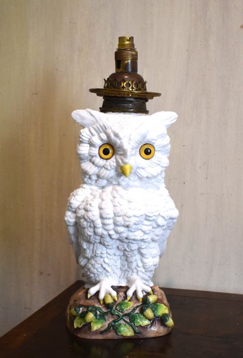 LARGE ERNST BOHNE PORCELAIN OWL LAMP BASE - ADDITIONAL PHOTO 1