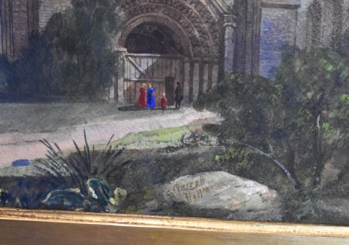 LARGE VICTORIAN WATERCOLOUR OF THE RUINS OF KIRKSTALL ABBEY LEEDS - ADDITIONAL PHOTO 3