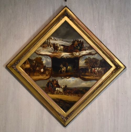 RARE PAIR OF SPORTING OIL PAINTINGS OF HORSES AND DOGS - ADDITIONAL PHOTO 5