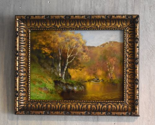 small landscape oil painting by alfred oliver - CATEGORY: ANTIQUE ART - DATED 1920