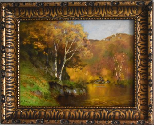 SMALL LANDSCAPE OIL PAINTING BY ALFRED OLIVER - ADDITIONAL PHOTO 1