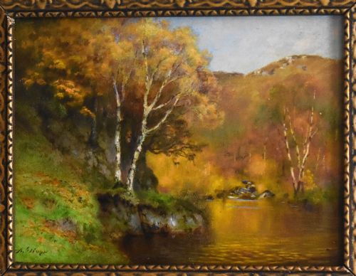 SMALL LANDSCAPE OIL PAINTING BY ALFRED OLIVER - ADDITIONAL PHOTO 2