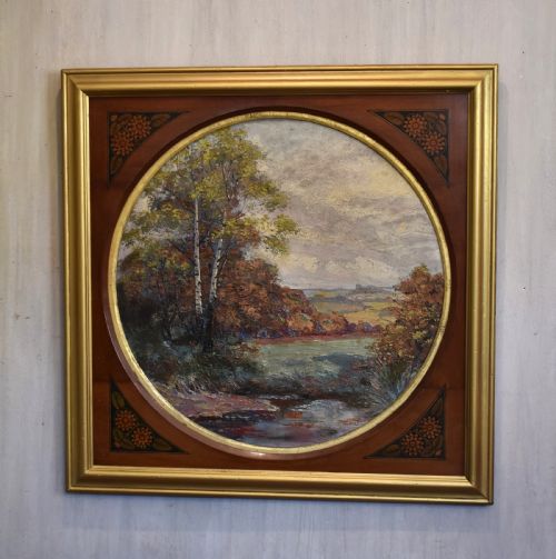 arts and crafts period landscape oil painting - CATEGORY: ANTIQUE ART - DATED 1900
