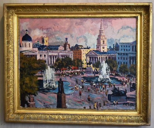 OIL PAINTING OF TRAFALGAR SQUARE LONDON - ADDITIONAL PHOTO 1