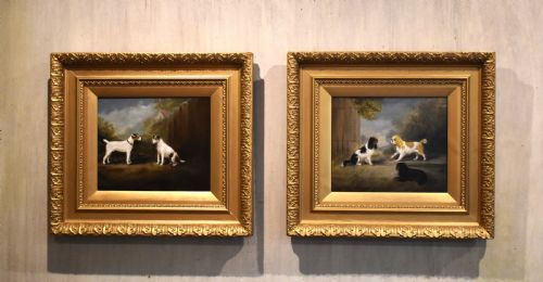 pair of victorian oil paintings of dogs - CATEGORY: ANTIQUE ART - DATED VICTORIAN