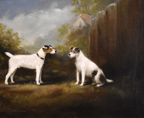 PAIR OF VICTORIAN OIL PAINTINGS OF DOGS - ADDITIONAL PHOTO 7