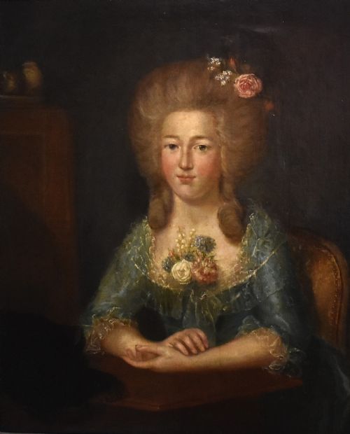 FINE LARGE EIGHTEENTH CENTURY OIL PORTRAIT OF A LADY - ADDITIONAL PHOTO 2