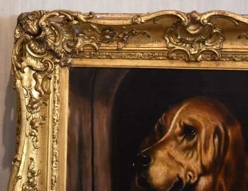 SUPERB LARGE OIL PAINTING OF DOGS AFTER LANDSEER - ADDITIONAL PHOTO 4