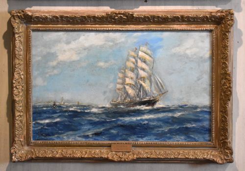 PAIR OF MARINE OIL PAINTING BY FRANK HENRY MASON 18751965 - ADDITIONAL PHOTO 1