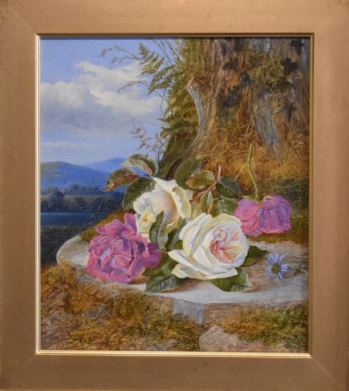 STILL LIFE OIL PAINTING OF ROSES BY CHARLES ARCHER 18551931 - ADDITIONAL PHOTO 2