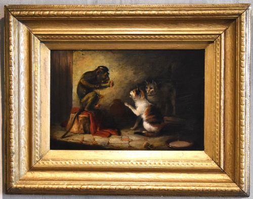 FINE OIL PAINTING OF A MONKEY JUDGE BY EDMUND BRISTOW 17871876 - ADDITIONAL PHOTO 1