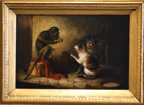 FINE OIL PAINTING OF A MONKEY JUDGE BY EDMUND BRISTOW 17871876 - ADDITIONAL PHOTO 2