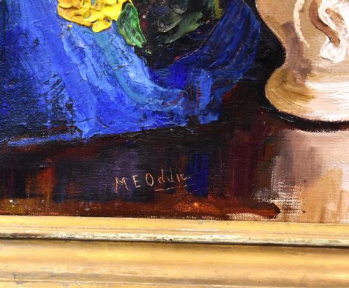 STILL LIFE OIL PAINTING OF FLOWERS BY MARY E ODDIE - ADDITIONAL PHOTO 4