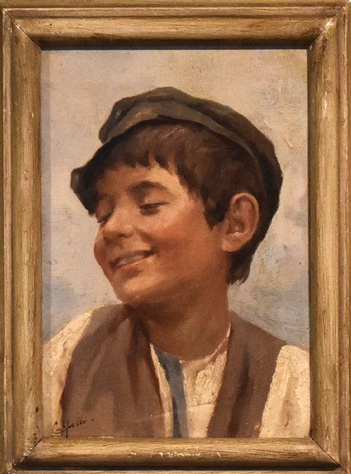 OIL PORTRAIT OF A BOY BY EVARISTO CAPPELLI 18691951 - ADDITIONAL PHOTO 2