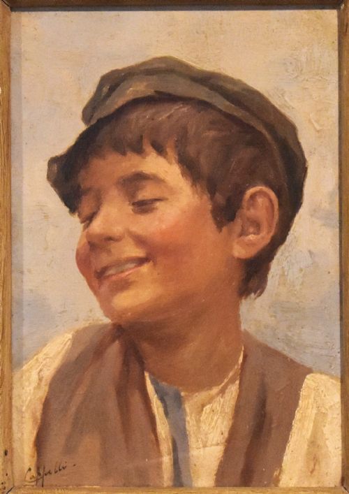 OIL PORTRAIT OF A BOY BY EVARISTO CAPPELLI 18691951 - ADDITIONAL PHOTO 3
