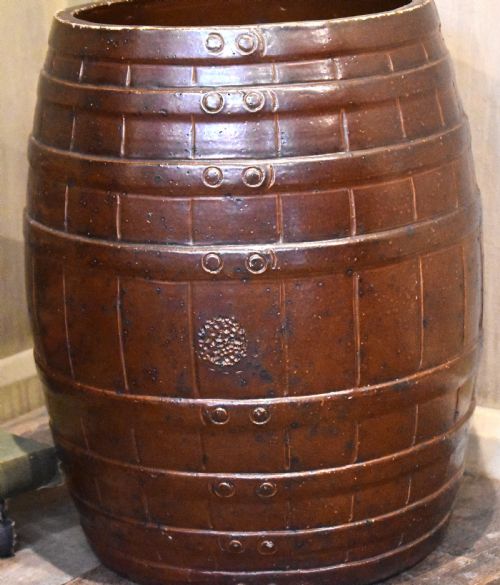 LARGE SALTGLAZE STONEWARE BARREL STICK STAND - ADDITIONAL PHOTO 1