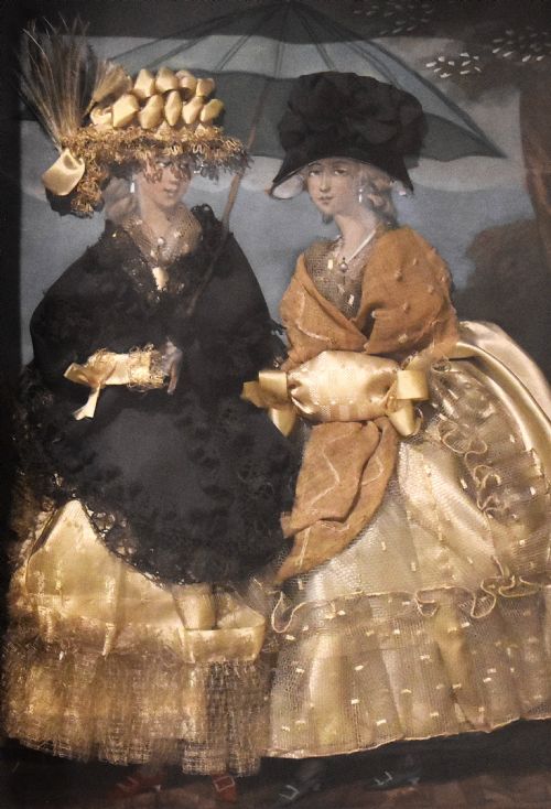 UNUSUAL VICTORIAN TINSEL PRINT APPLIED WITH FABRIC - ADDITIONAL PHOTO 3