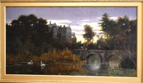 VICTORIAN HISTORICAL SCENE LANDSCAPE OIL PAINTING - ADDITIONAL PHOTO 2