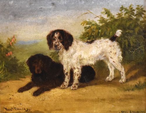 OIL PAINTING OF SPANIELS BY FREDERICK FRENCH - ADDITIONAL PHOTO 3