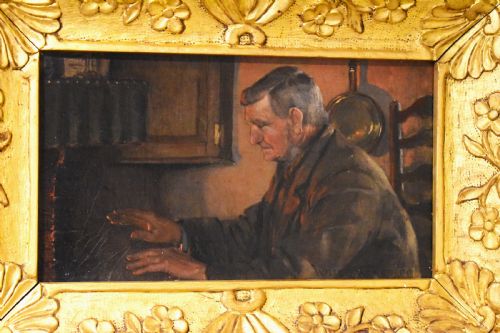 OIL PAINTING TITLED GRATEFUL WARMTH BY WALTER FARMER 18701947 - ADDITIONAL PHOTO 1