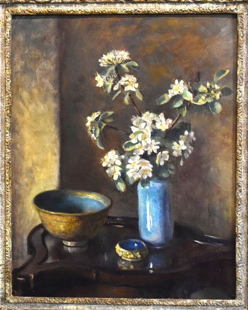 STILL LIFE OIL PAINTING PEAR BLOSSOM BY FAITH KENWORTHY BROWN - ADDITIONAL PHOTO 1