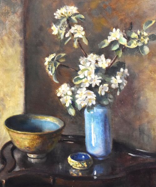 STILL LIFE OIL PAINTING PEAR BLOSSOM BY FAITH KENWORTHY BROWN - ADDITIONAL PHOTO 5