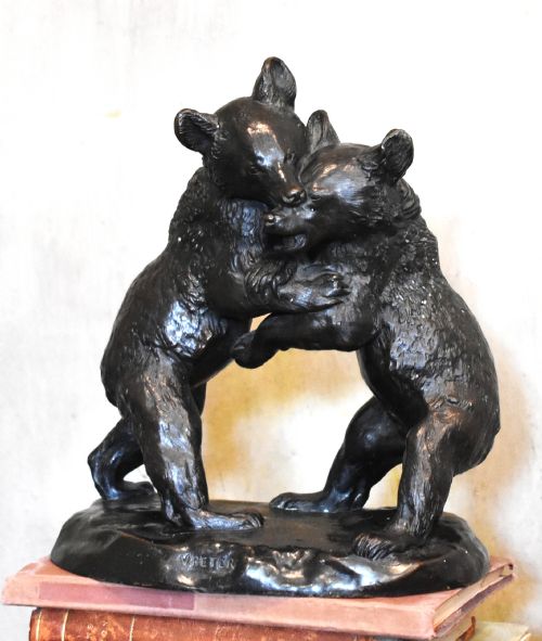 BRONZE OF BEAR CUBS FIGHTING BY VICTOR PETER - ADDITIONAL PHOTO 1