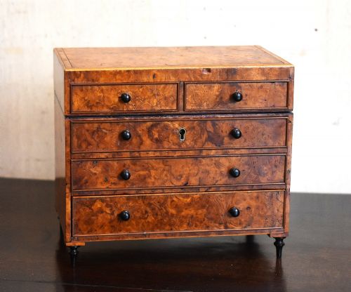 superb miniature chest of drawers writing necessaire - CATEGORY: ANTIQUE CUPBOARDS - DATED 19TH CENTURY