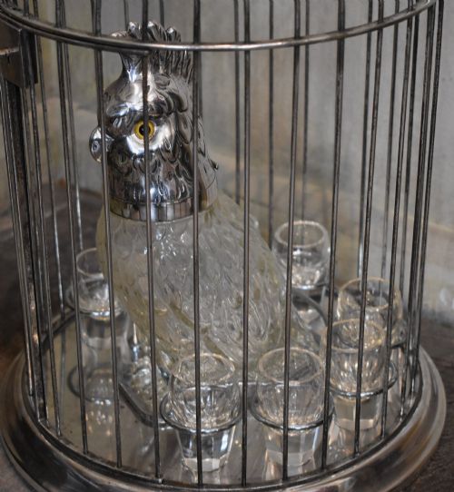 A VERY UNUSUAL SILVERPLATE CAGED COCKATOO TANTALUS - ADDITIONAL PHOTO 3