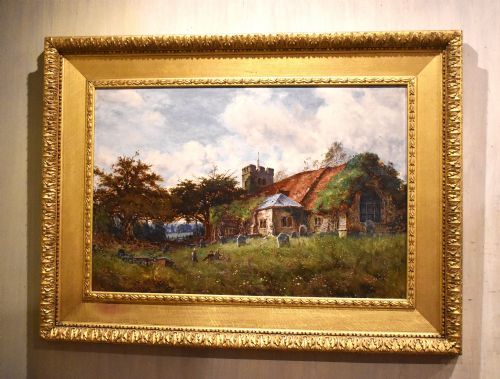 Large Victorian landscape oil painting by James Elliot