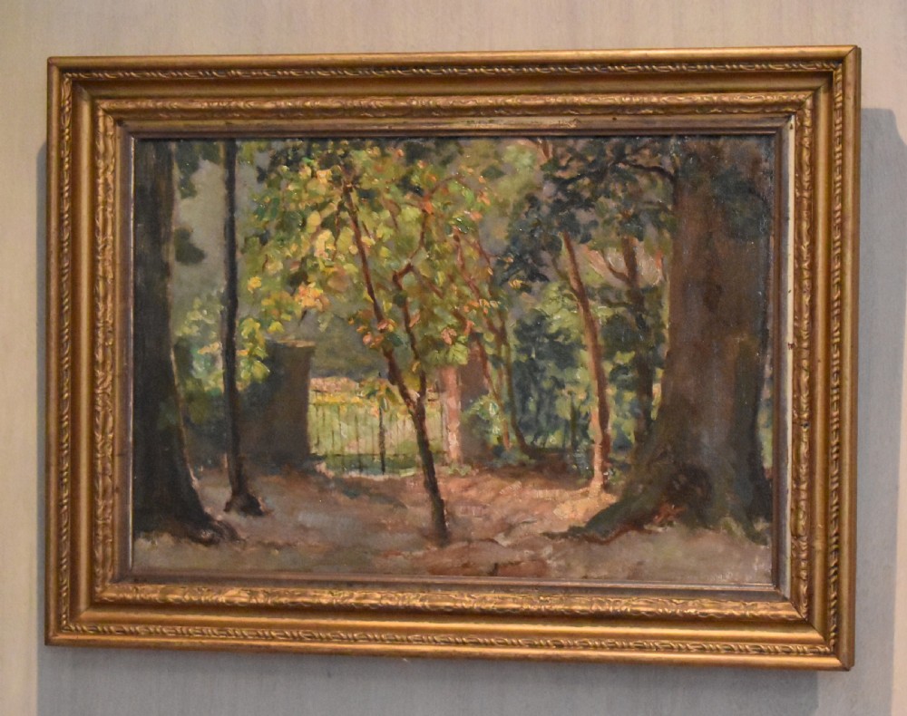Impressionist oil painting 'Gateway in the woods' View II