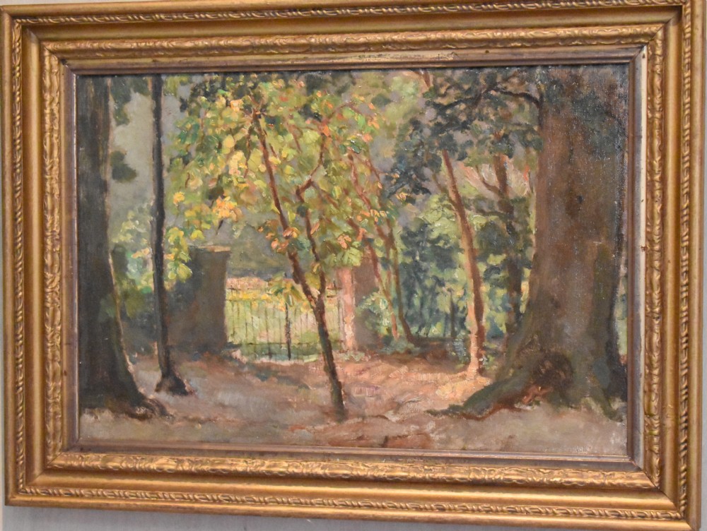 Impressionist oil painting 'Gateway in the woods' View III