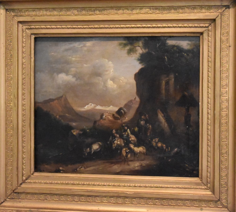 Oil painting 'Travellers on a mountain pass' View III