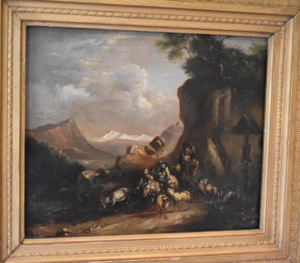 Oil painting 'Travellers on a mountain pass' View IV