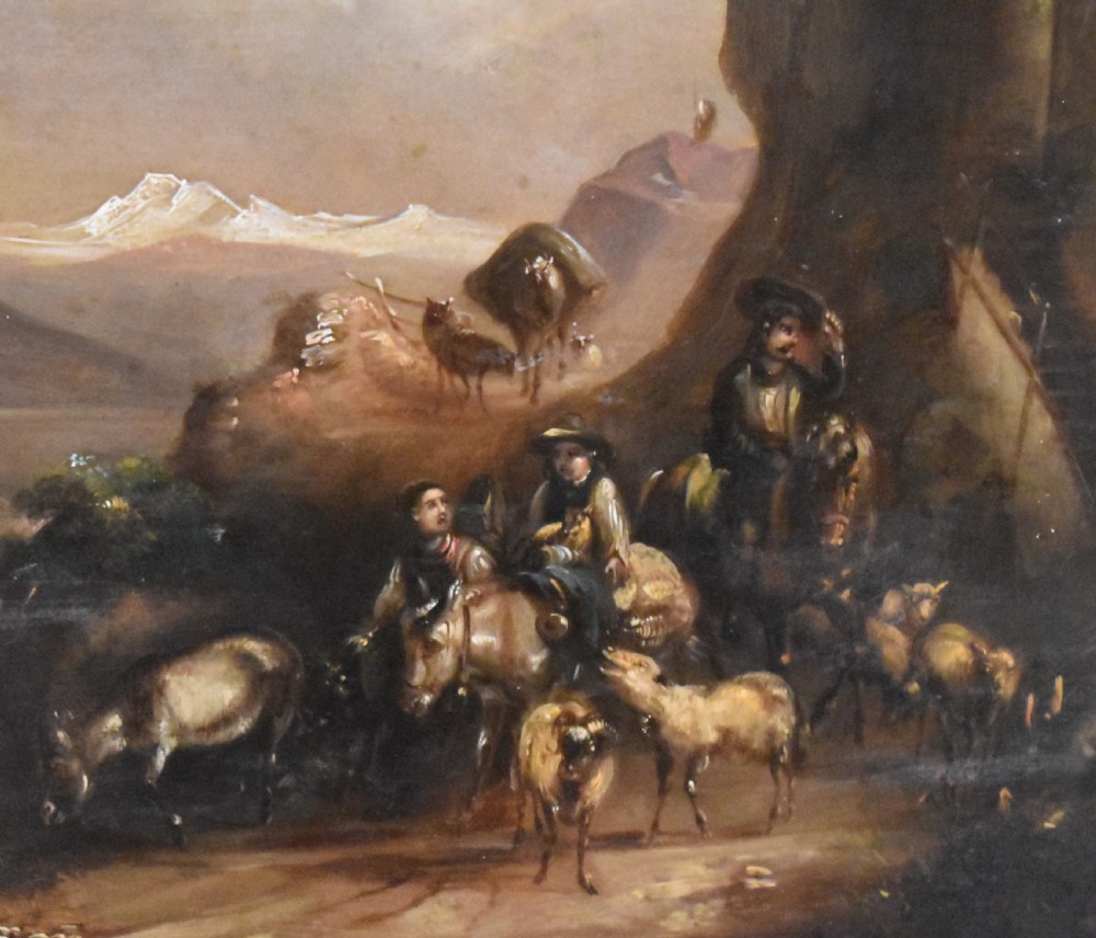 Oil painting 'Travellers on a mountain pass' View VI