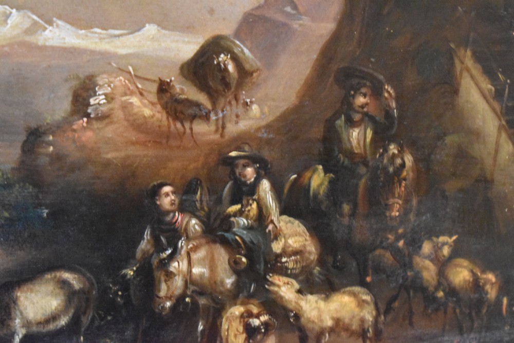 Oil painting 'Travellers on a mountain pass' View VII