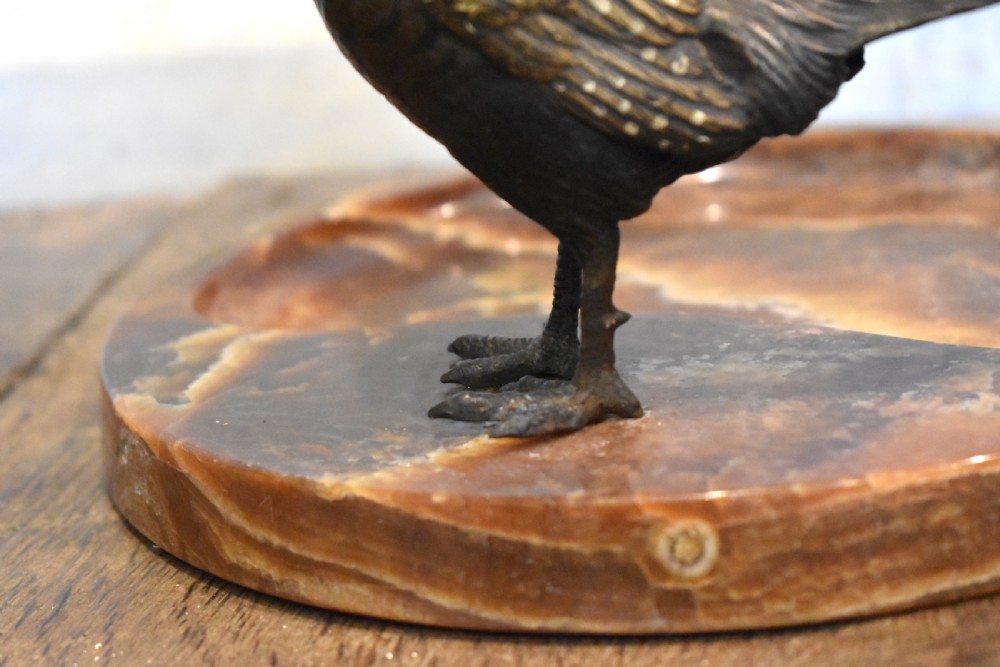 Large cold painted bronze pheasant desk stand View VII