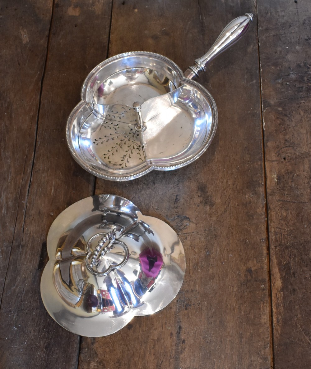 Unusual silver plate chafing/serving dish View IV