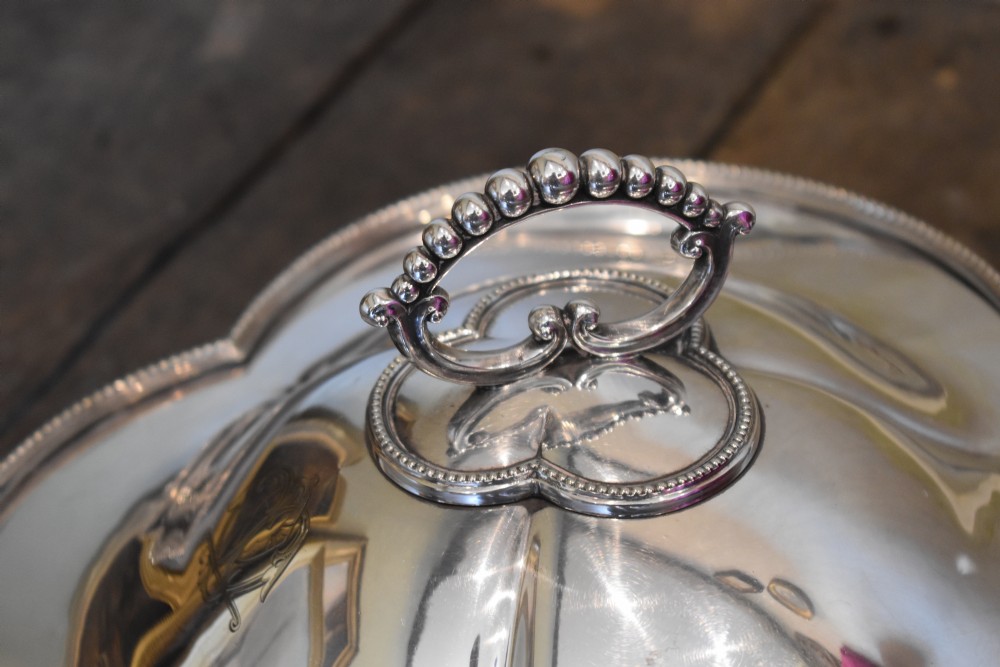 Unusual silver plate chafing/serving dish View V