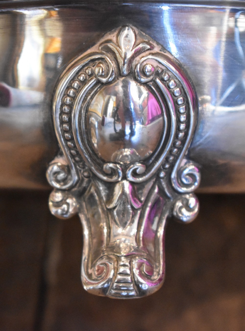 Unusual silver plate chafing/serving dish View VIII