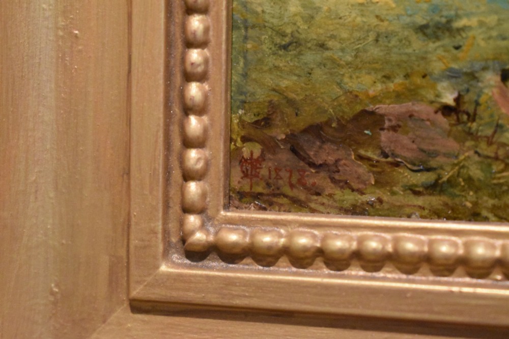 Fine Victorian miniature landscape oil View VI