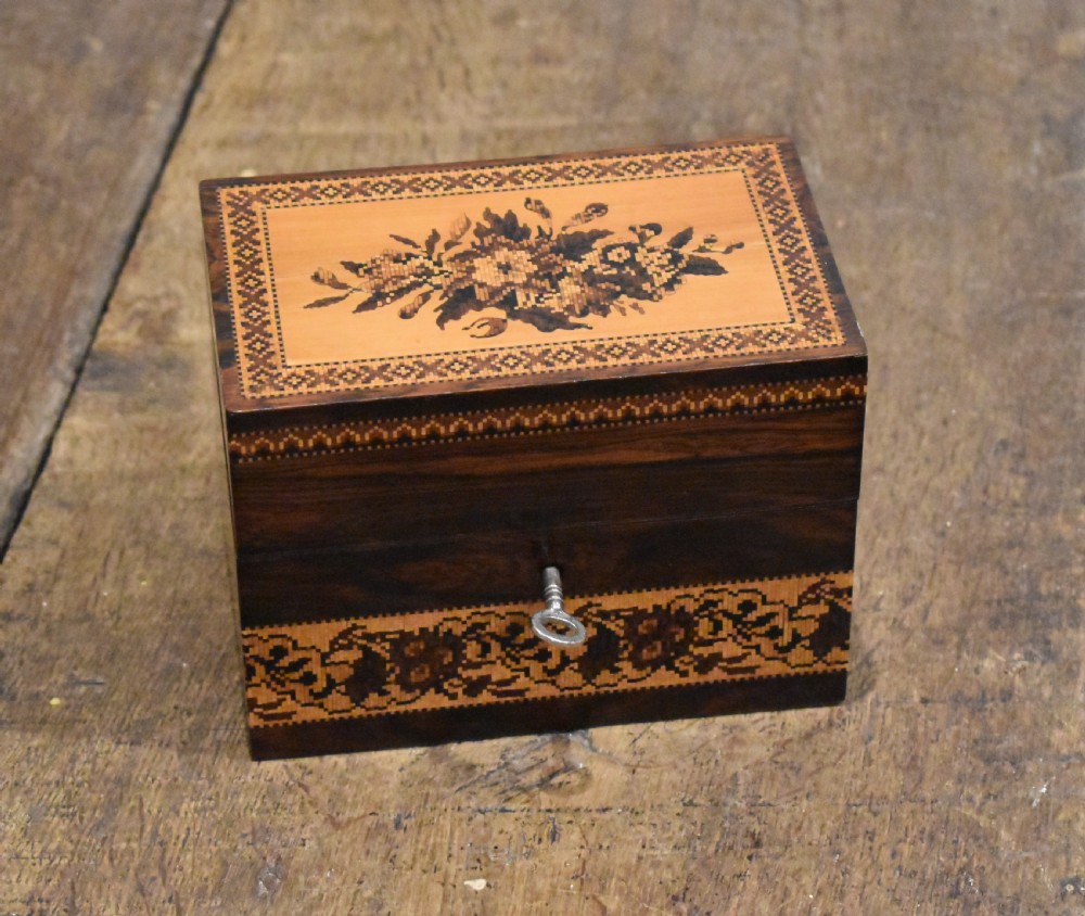 Tunbridge ware stationery box by Edmund Nye