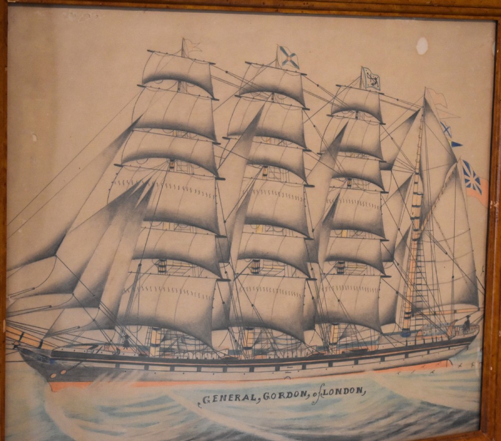 Drawing of a ship The General Gordon of London View II