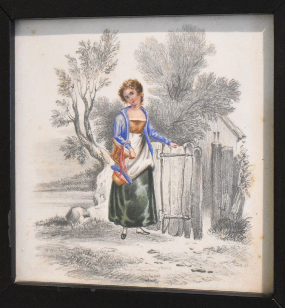 A pair of miniature pencil and watercolour scenes View VI